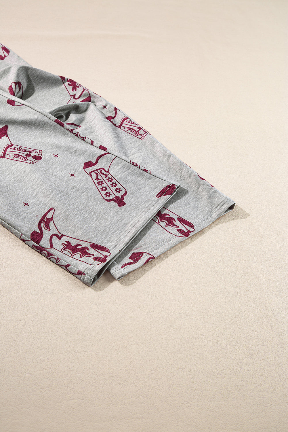 Gray Cowgirl Boots Printed Long Sleeve Top Pants Lounge Set-Chaelisa's New Jammies