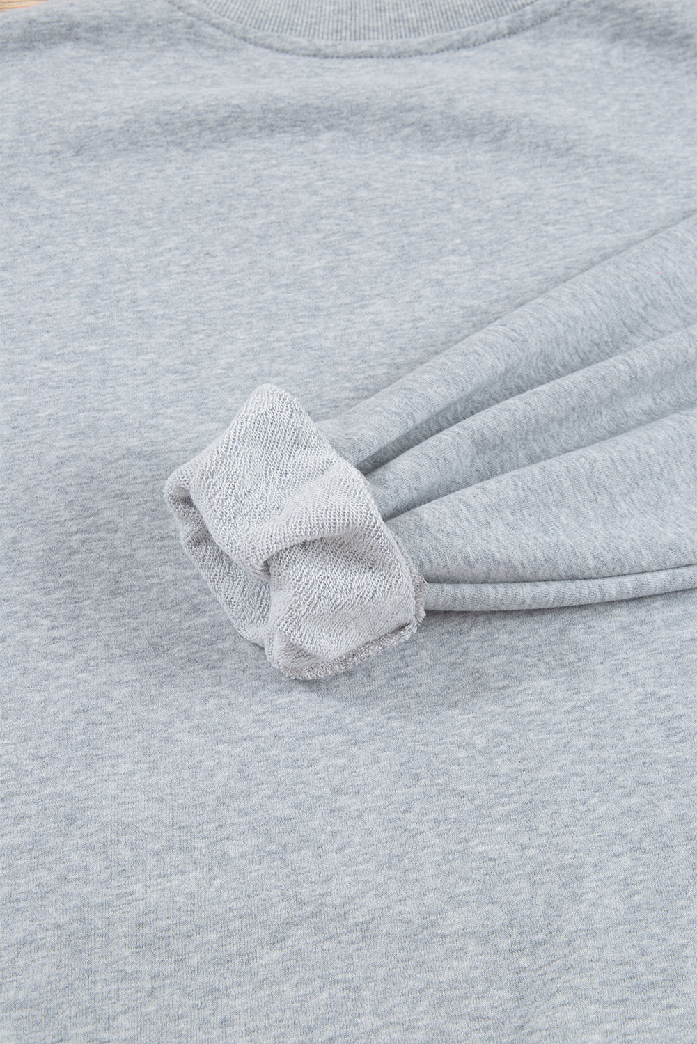 Light Grey Plain Drop Shoulder Crewneck Pullover Sweatshirt-Chaelisa's New Jammies