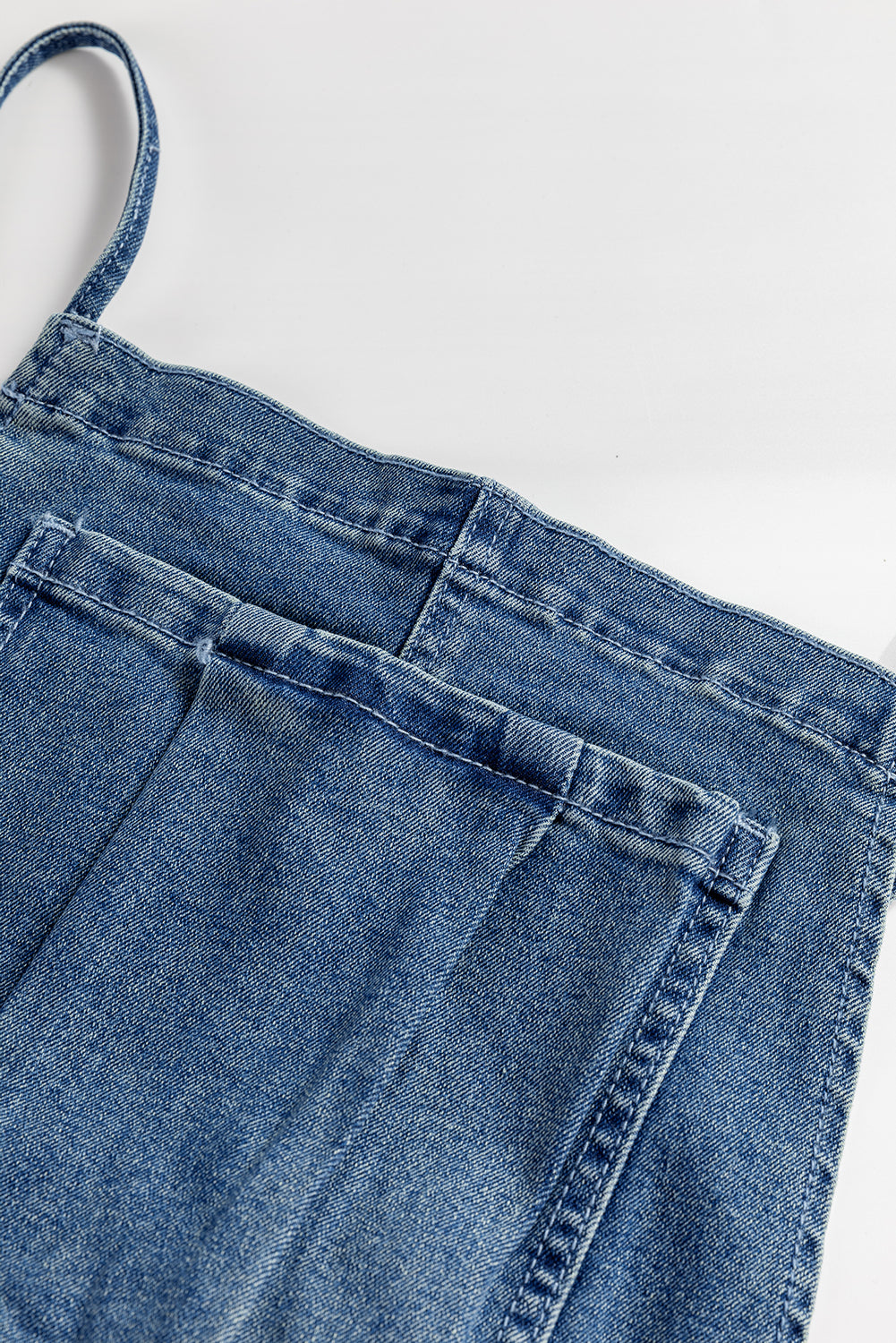 Dusk Blue Adjustable Tie Straps Cropped Wide Leg Denim Overalls-Chaelisa's New Jammies