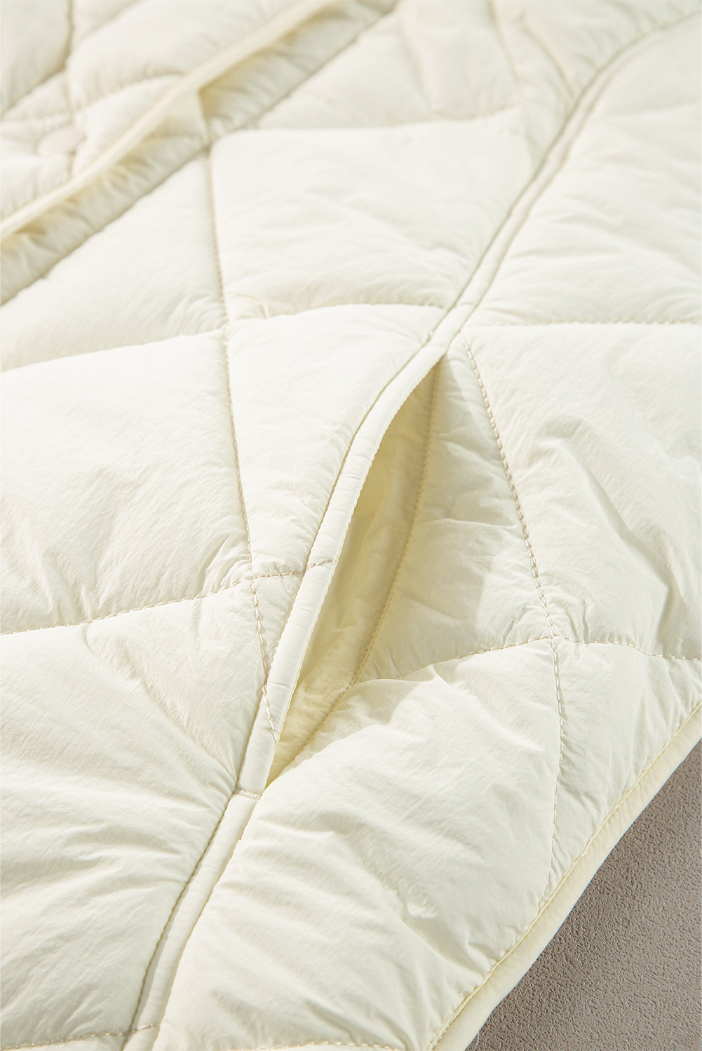Beige Quilted High Neck Button Up Pocket Vest Coat-Chaelisa's New Jammies