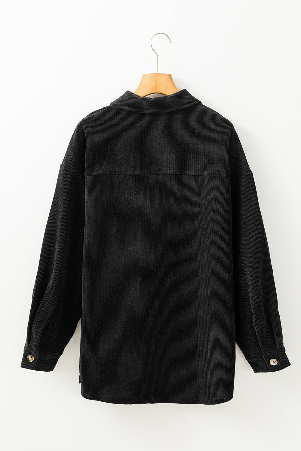 Black Corduroy Flap Pocket Button Up Shacket-Chaelisa's New Jammies