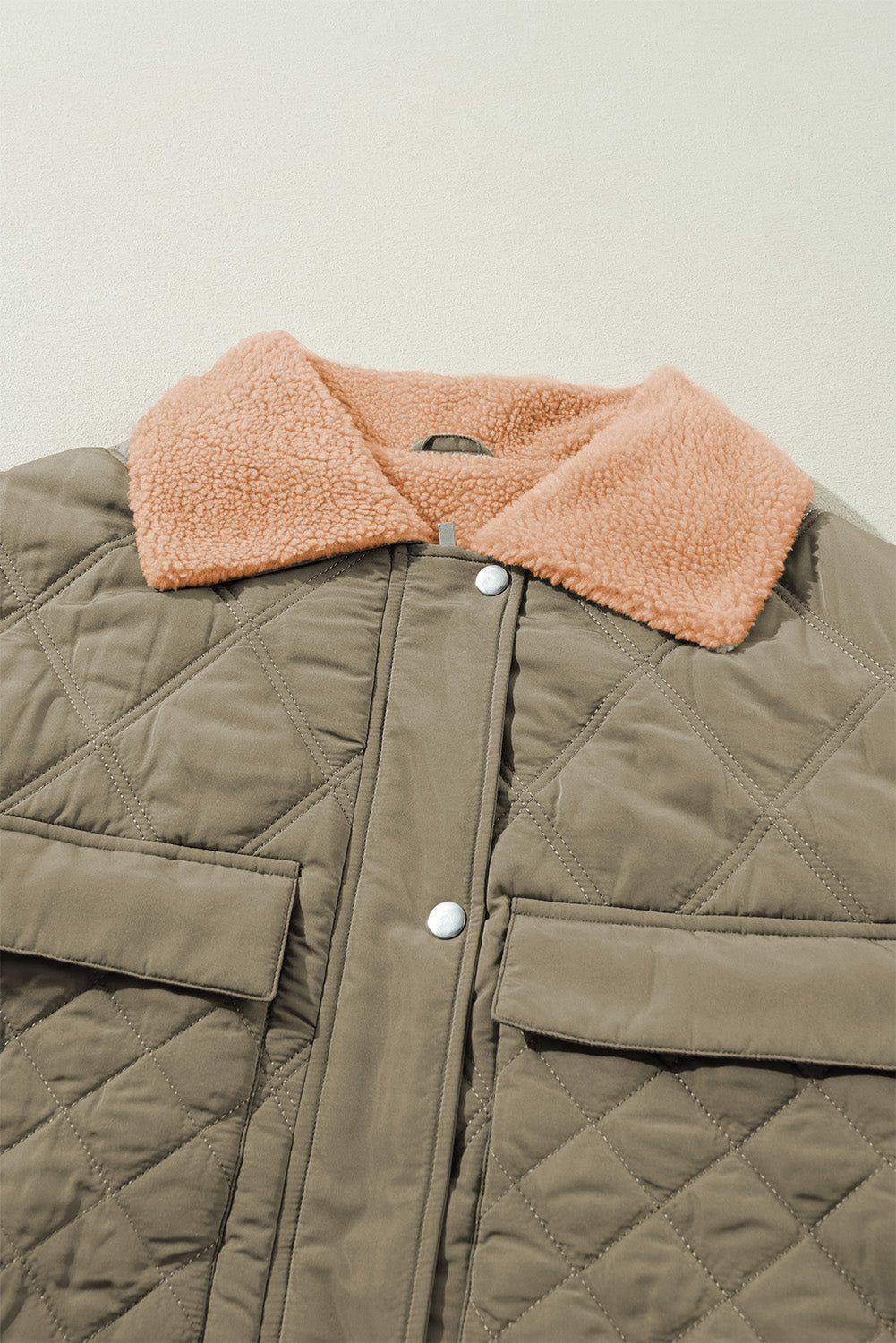 Jungle Green Teddy Collar Flap Pockets Quilted Puffer Jacket-Chaelisa's New Jammies