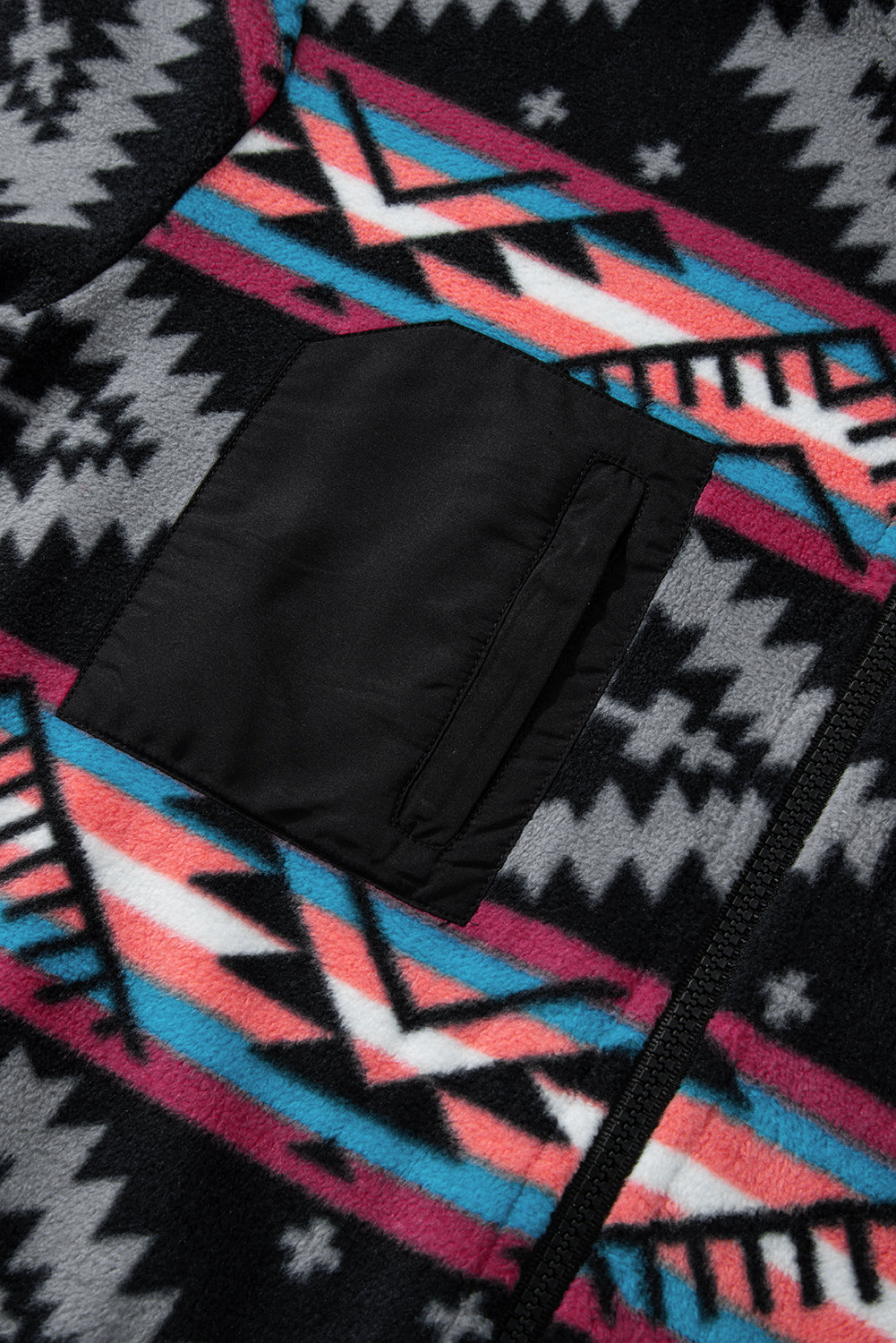 Black Aztec Printed Zip Up Collar Jacket-Chaelisa's New Jammies