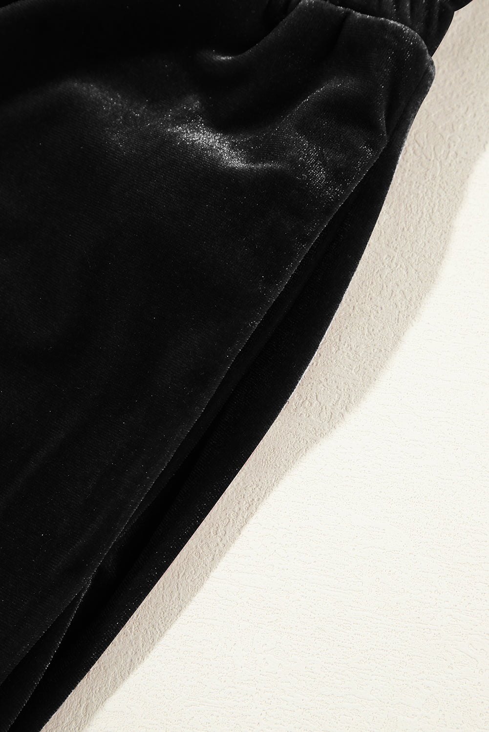 Black Solid Drawstring Waist Wide Leg Pants-Chaelisa's New Jammies