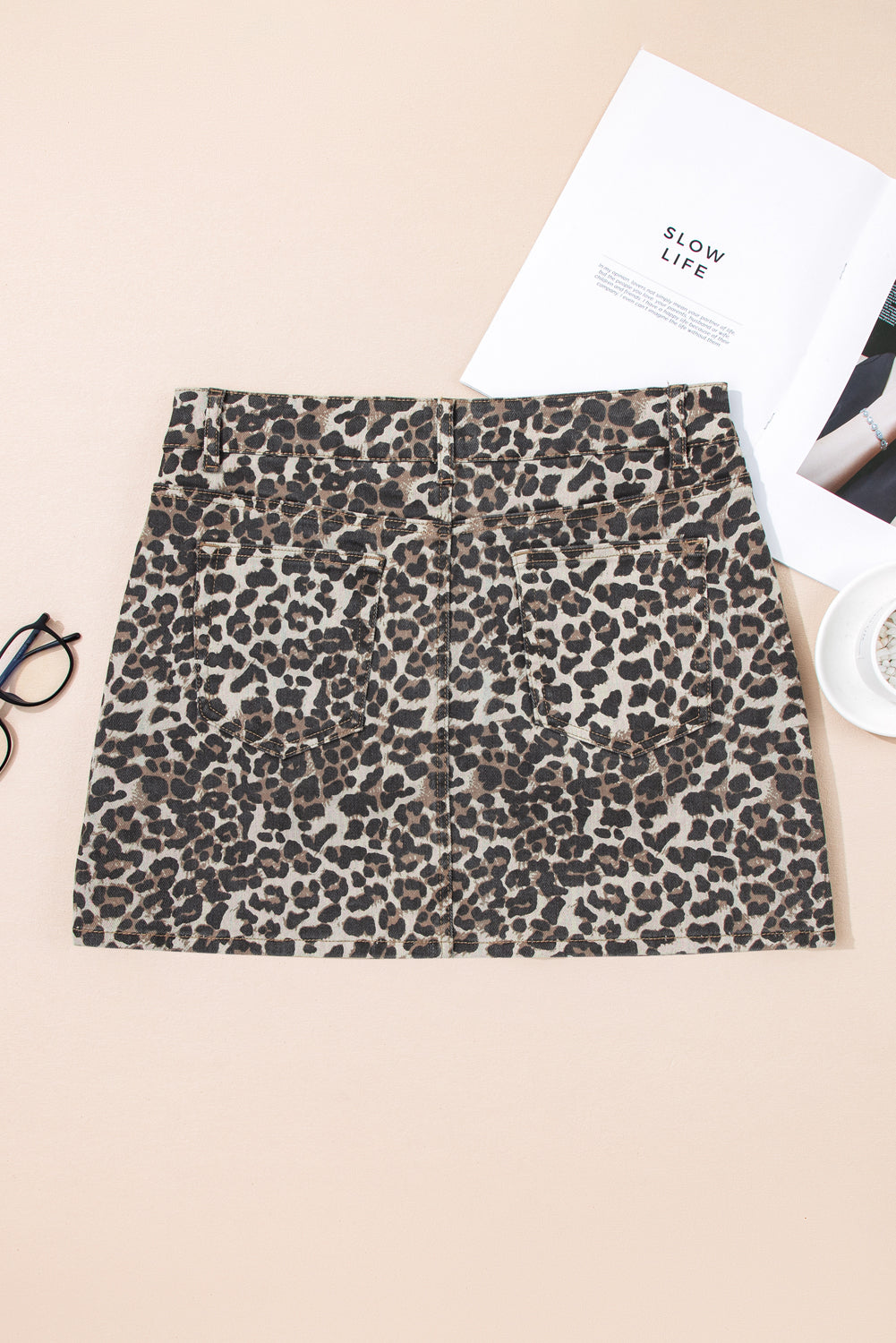 Khaki Leopard Denim Mini Skirt-Chaelisa's New Jammies