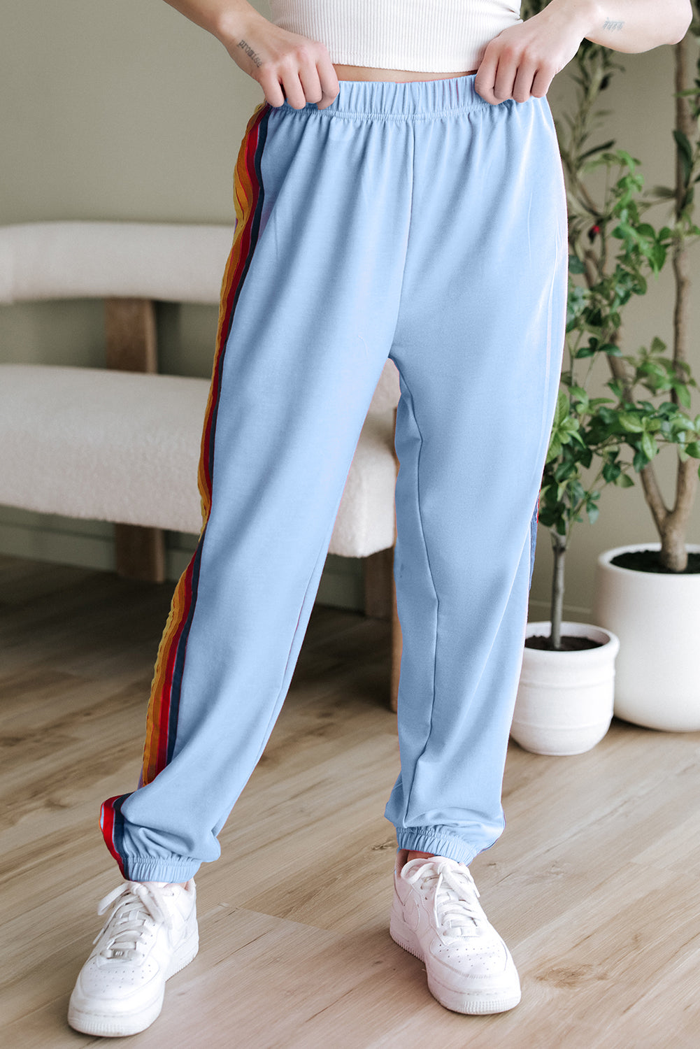 Light Blue Counting Rainbows High Waist Sweatpants-Chaelisa's New Jammies