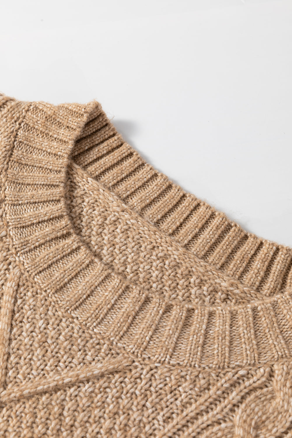 Parchment Cable Knit Drop Shoulder Loose Fit Sweater Dress-Chaelisa's New Jammies