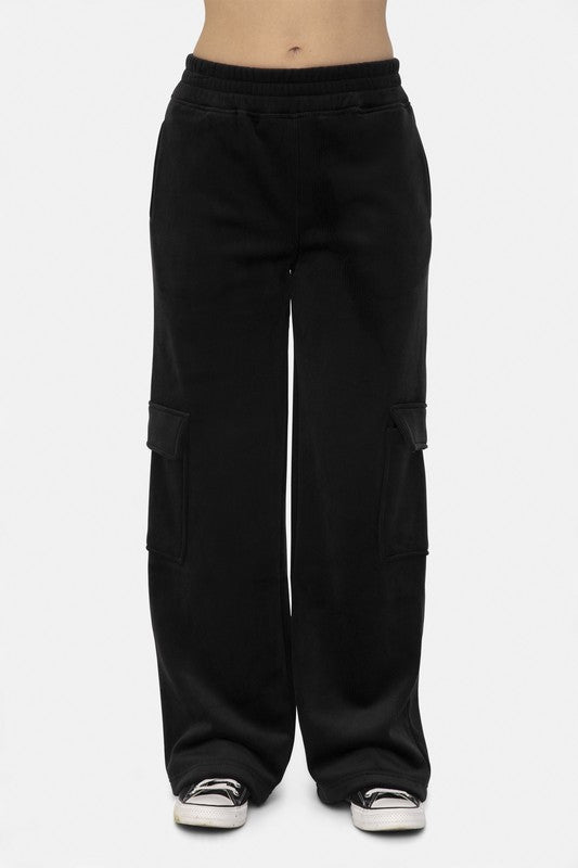 Mono B Elastic Waist Corduroy Cargo Pants-Chaelisa's New Jammies