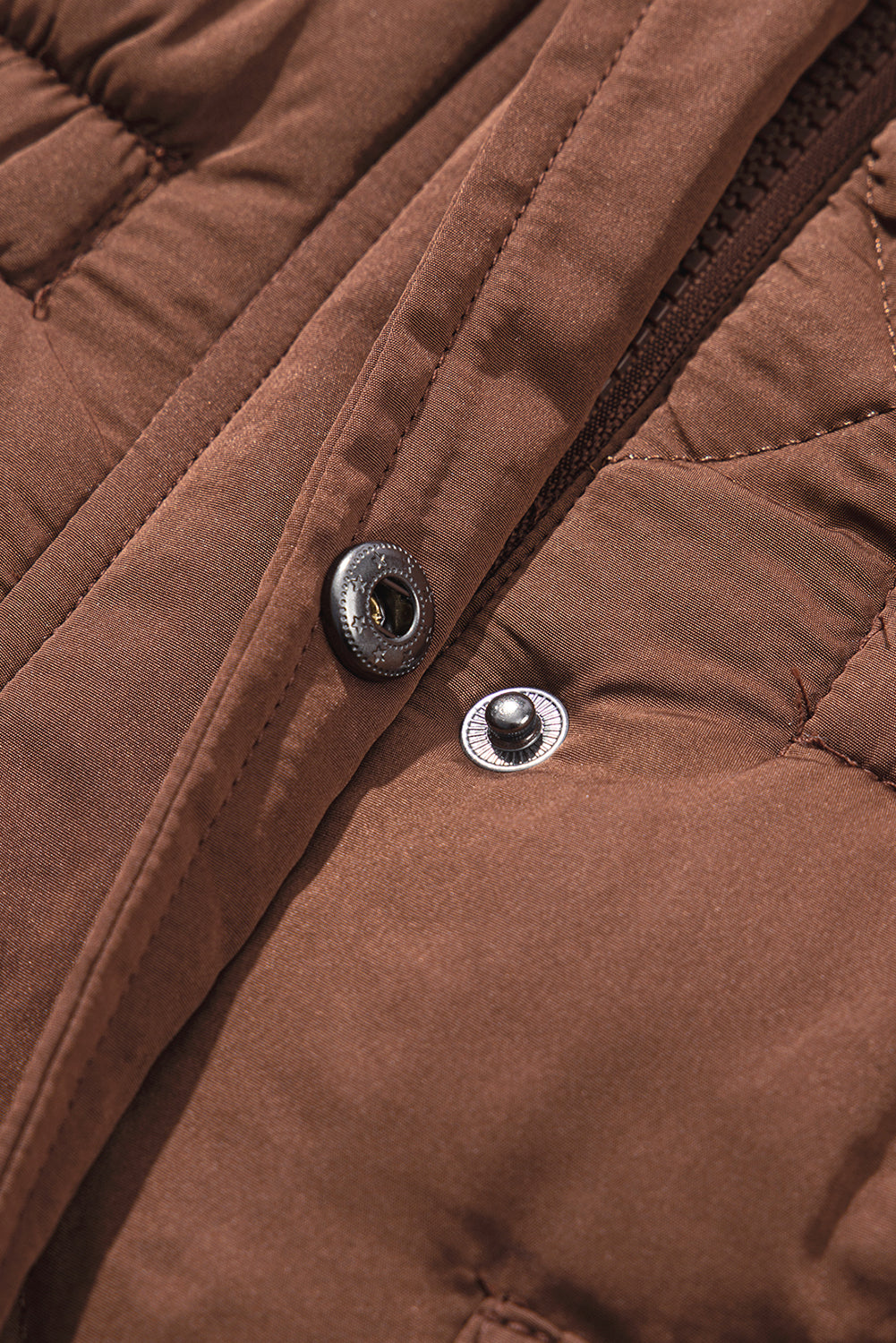 Coffee Longline Quilted Stand Collar Puffer Vest-Chaelisa's New Jammies