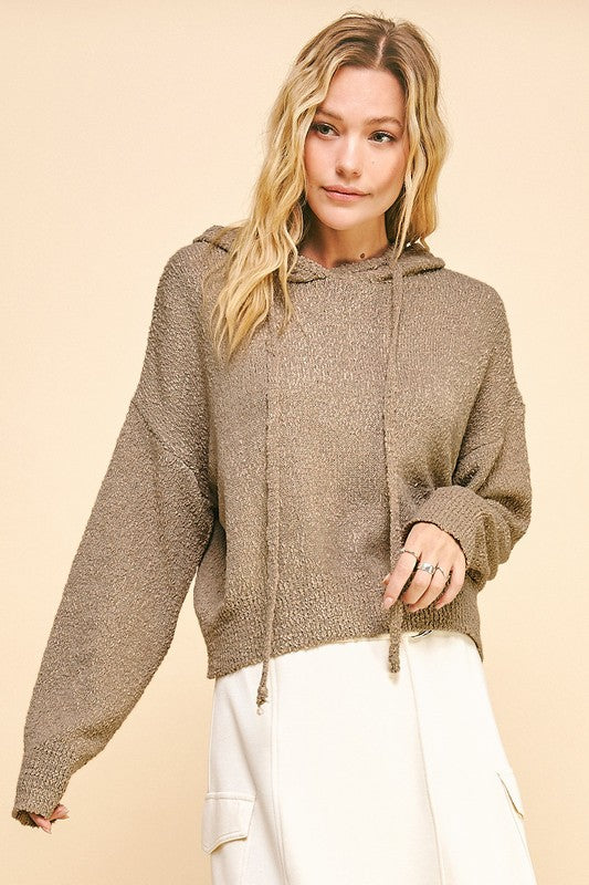Davi & Dani Drop Shoulder Long Sleeve Hooded Sweater-Chaelisa's New Jammies
