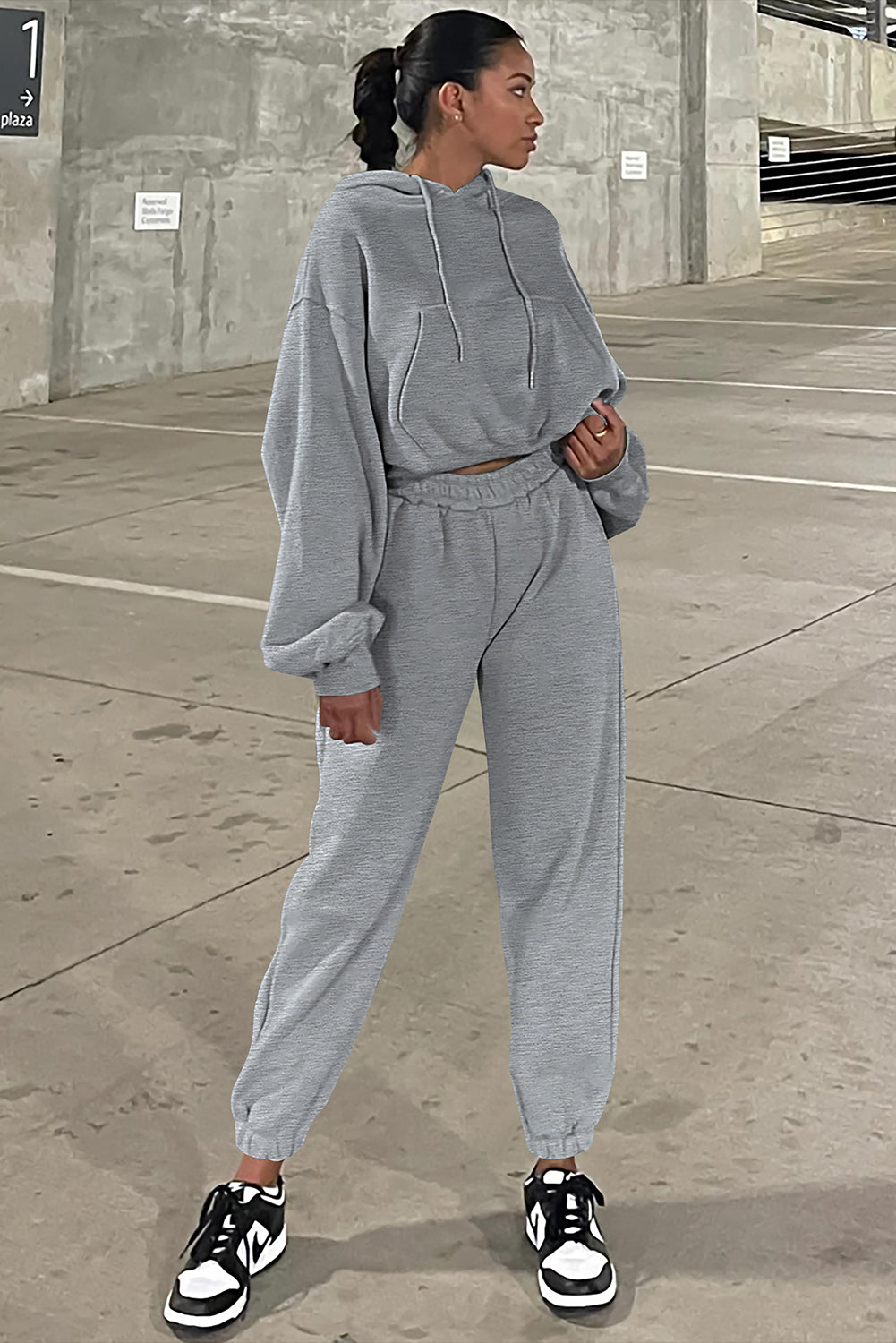 Gray Solid Drop Shoulder Hoodie and Joggers Activewear Set-Chaelisa's New Jammies