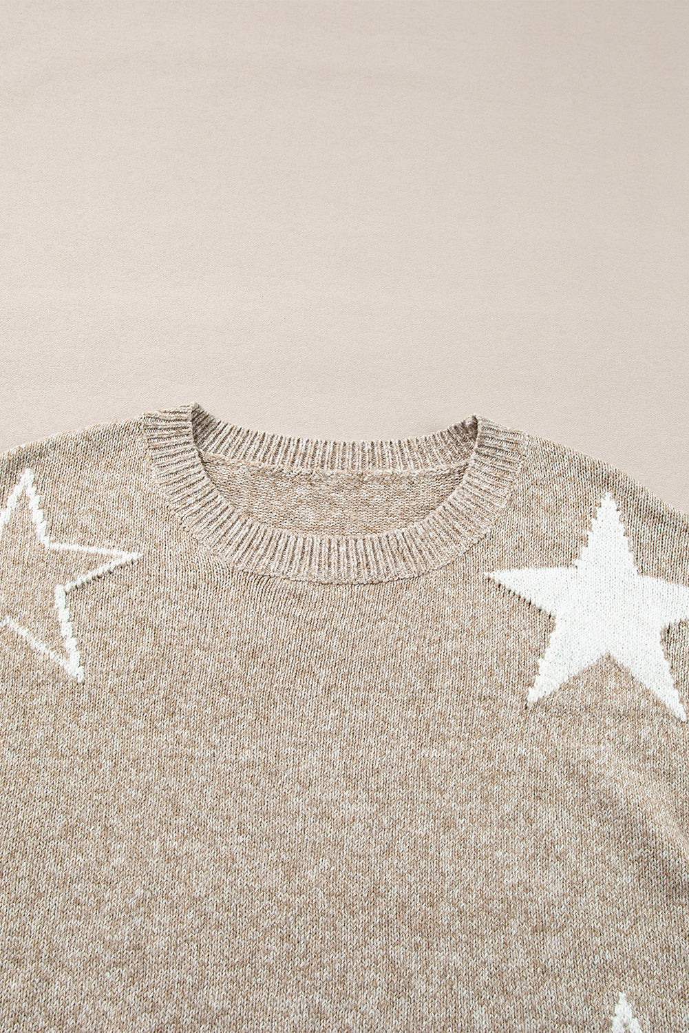 Khaki Star Pattern Drop Shoulder Sweater-Chaelisa's New Jammies