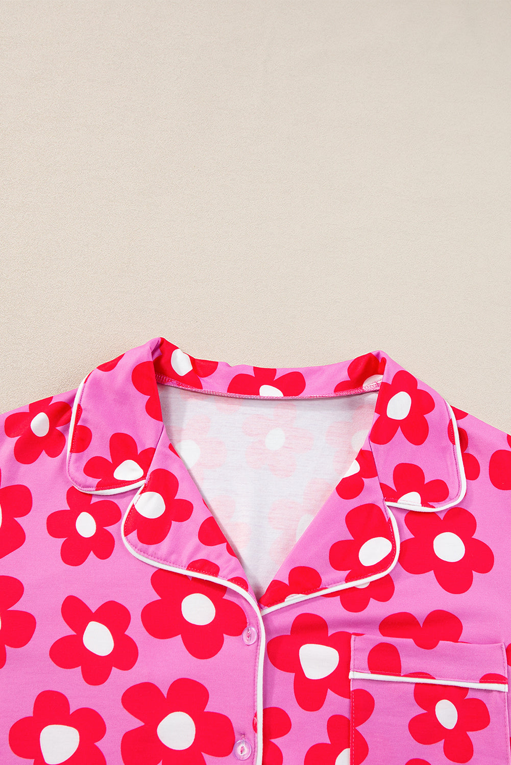 Flower Print Short Sleeve Shirt Pajamas Set-Chaelisa's New Jammies