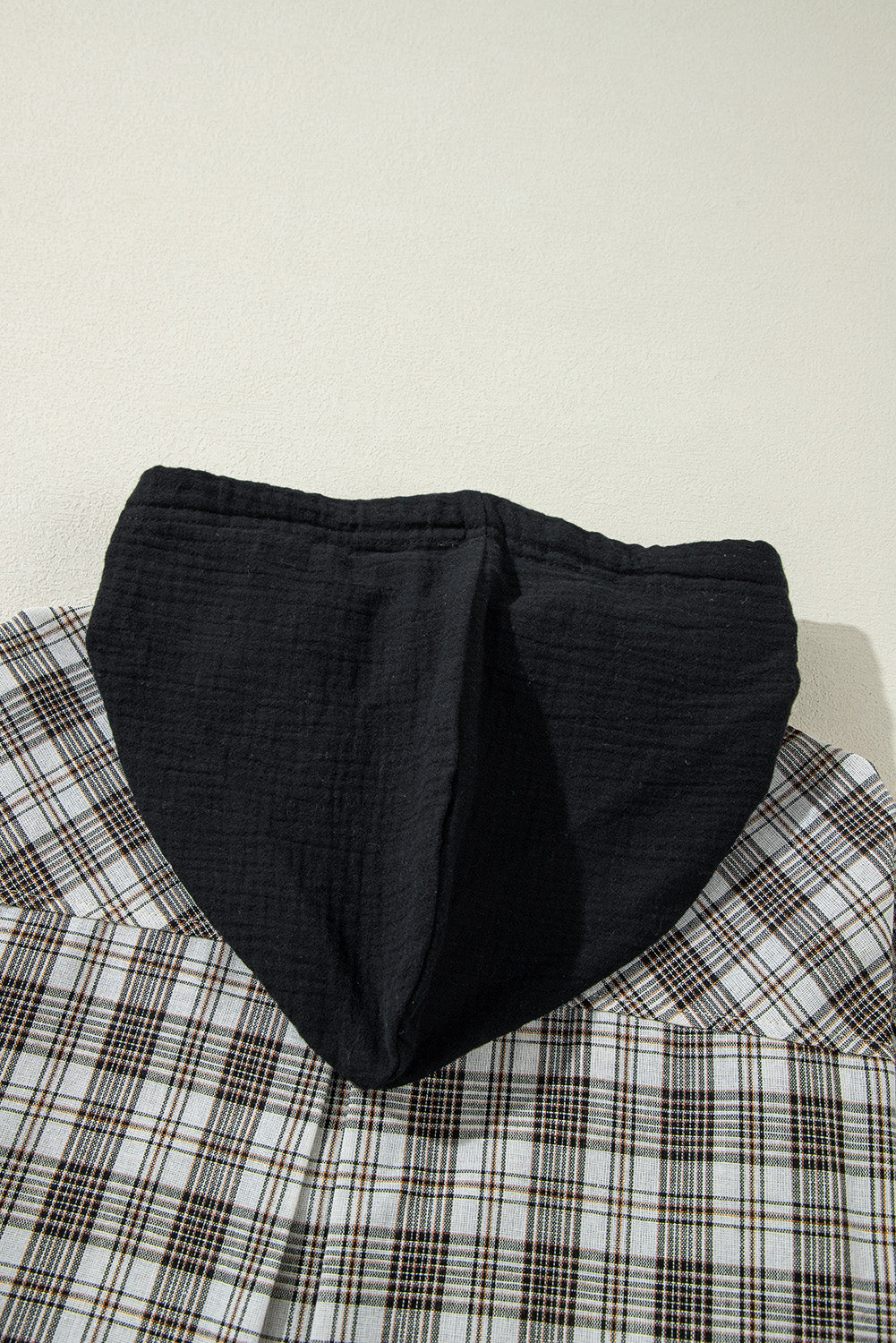 Black Checkered Print Loose Fit Buttoned Hooded Shacket-Chaelisa's New Jammies
