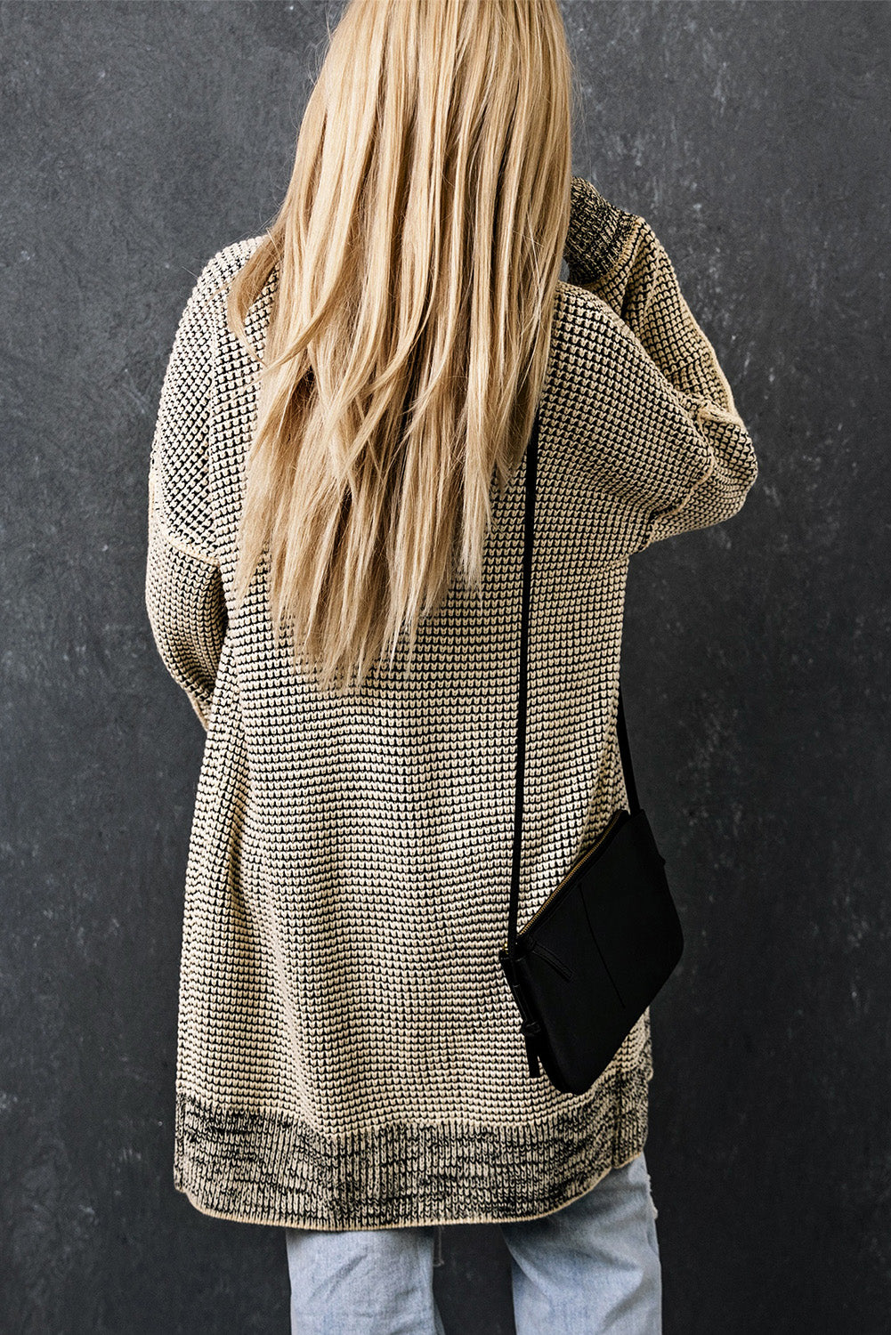 Apricot Plaid Knitted Long Open Front Cardigan-Chaelisa's New Jammies