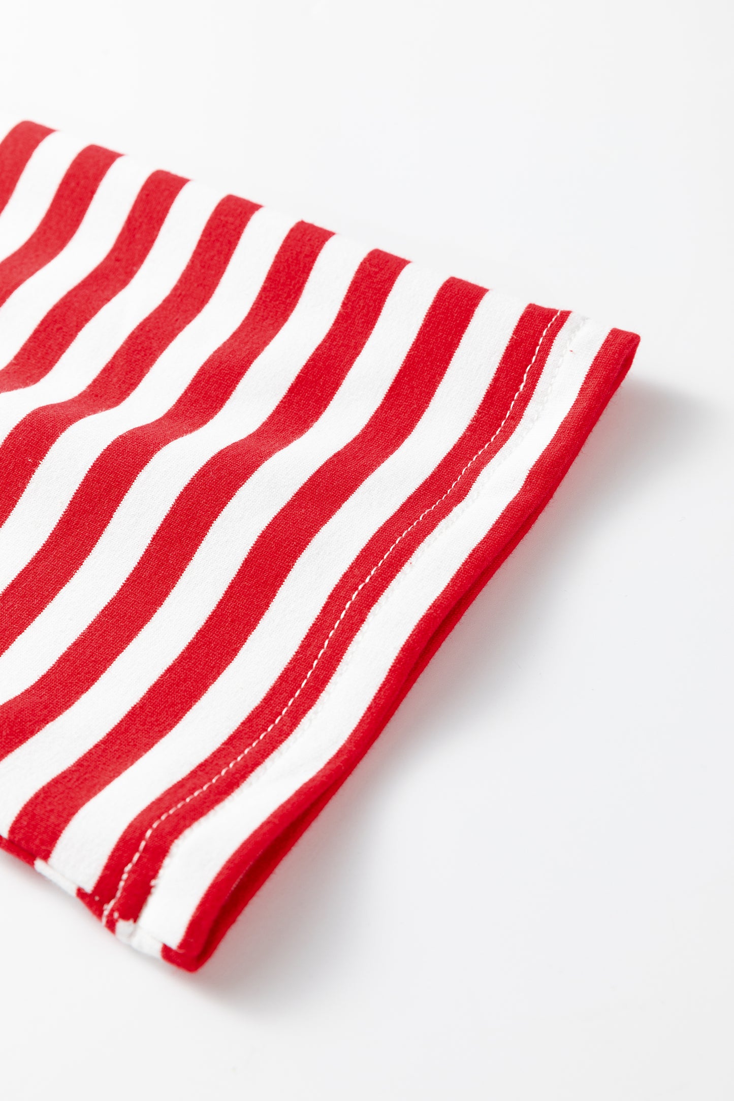 Red Stripe Drop Shoulder Long Sleeve Top Lounge Pants 2pcs Set