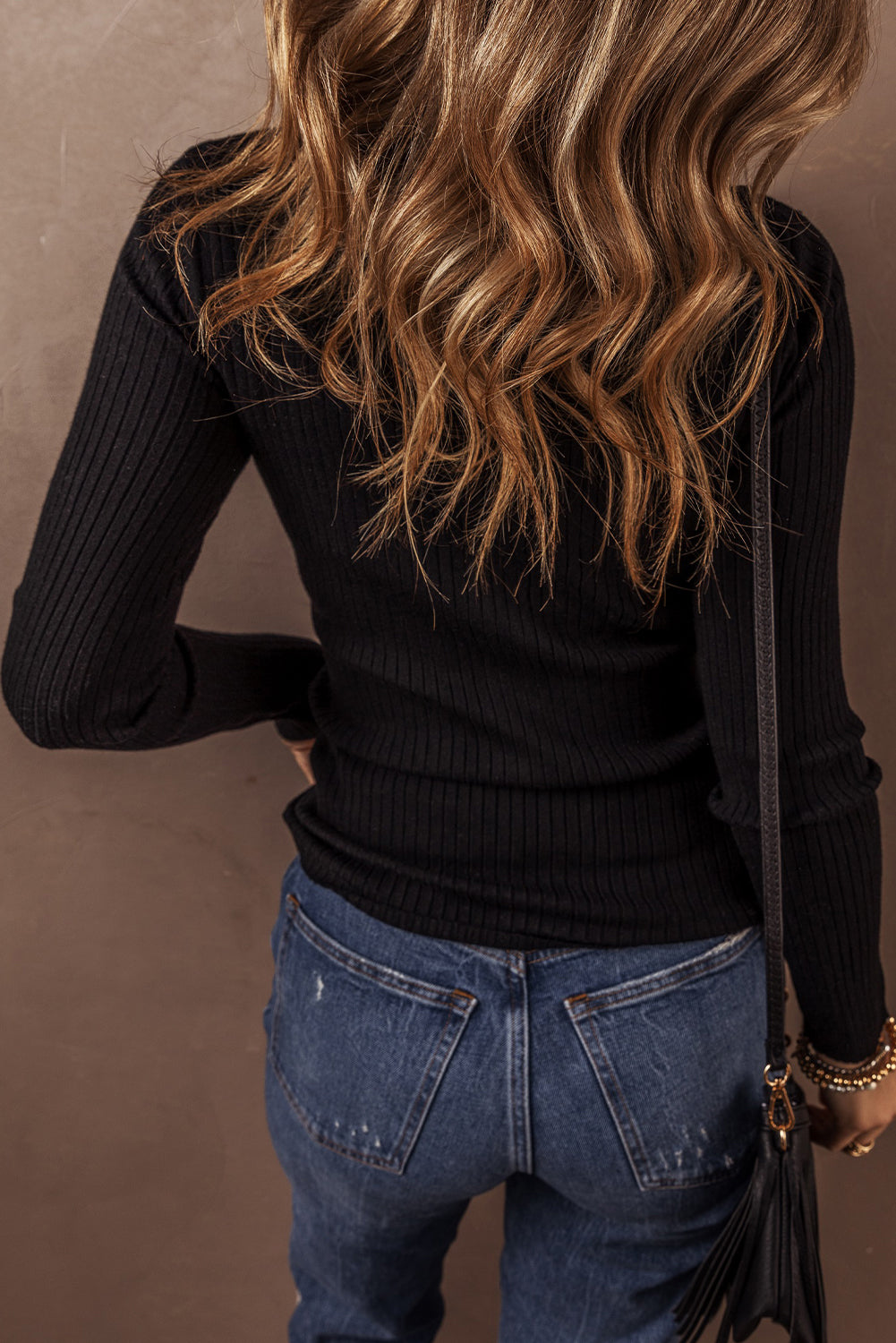 Black Ribbed Knit Collared Slim Fit Sweater Cardigan-Chaelisa's New Jammies