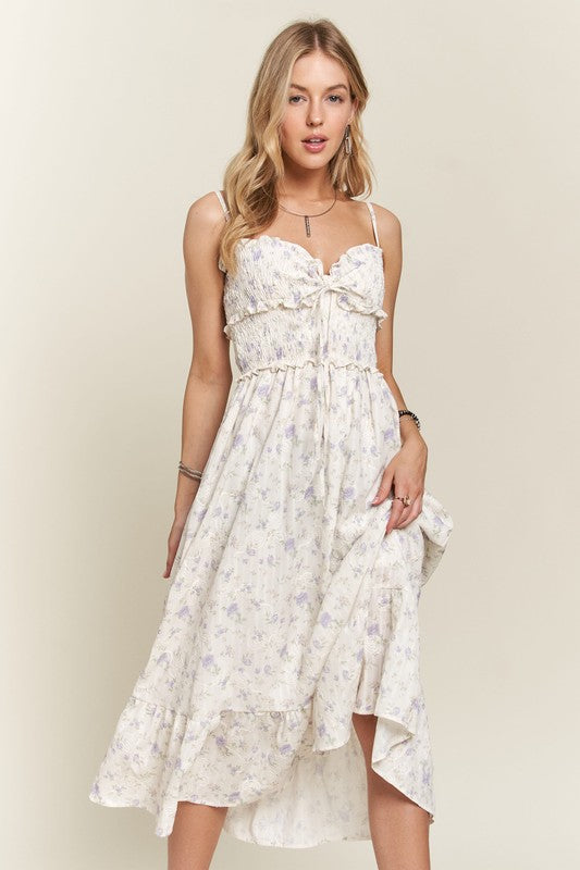 ADORA Smocked Floral Sweetheart Neck Cami Dress-Chaelisa's New Jammies