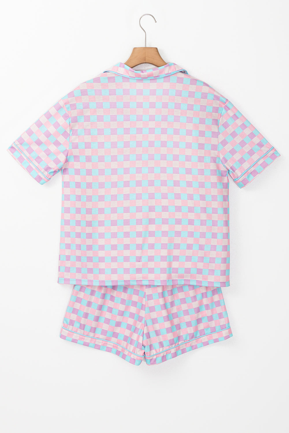 Purple Checkered Pattern Short Sleeve Pajamas Set-Chaelisa's New Jammies