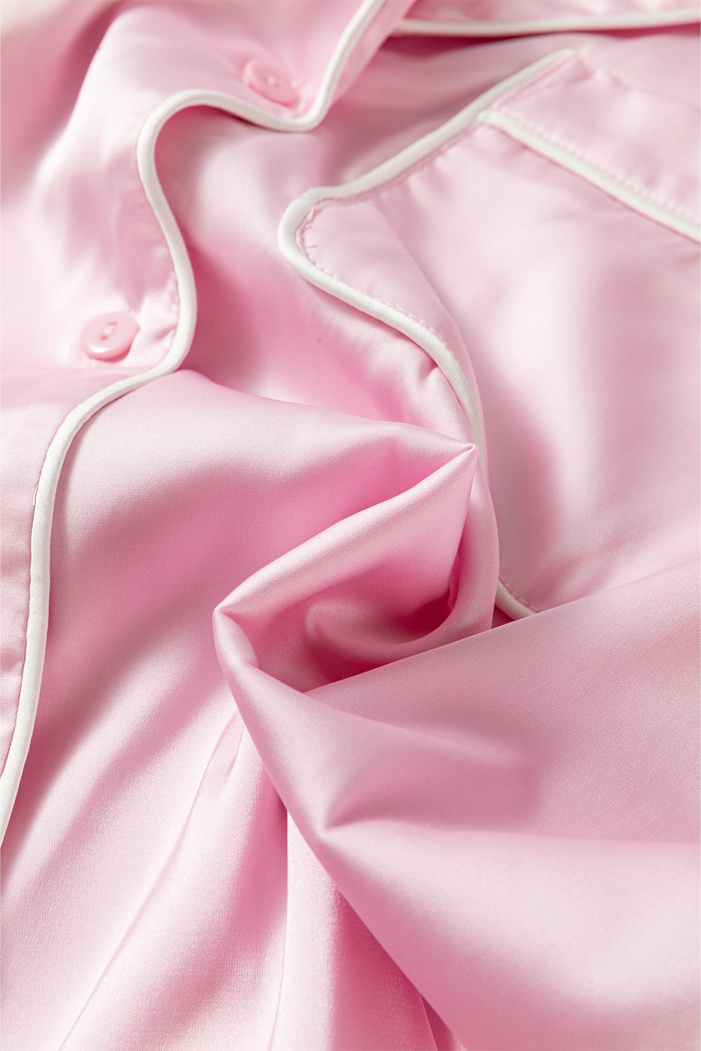 Light Pink Satin Knot Accent Shirt and Ruffled Pants Lounge Set-Chaelisa's New Jammies