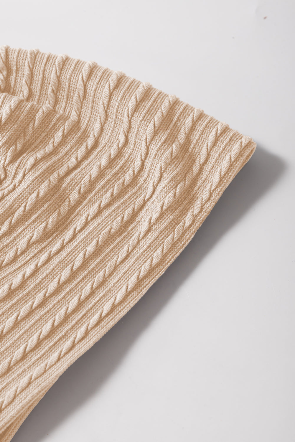Beige Solid Color Textured Flutter Sleeve Top-Chaelisa's New Jammies