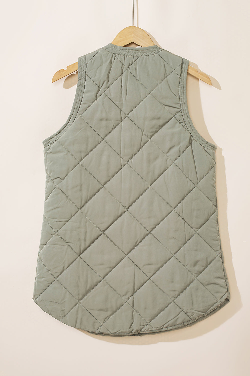 Grass Green Quilted Long Vest Jacket with Pockets-Chaelisa's New Jammies