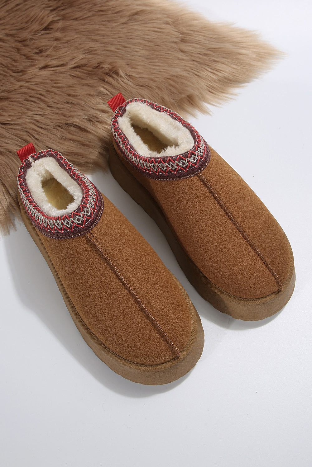 Chestnut Contrast Print Suede Plush Lined Snow Boots-Chaelisa's New Jammies