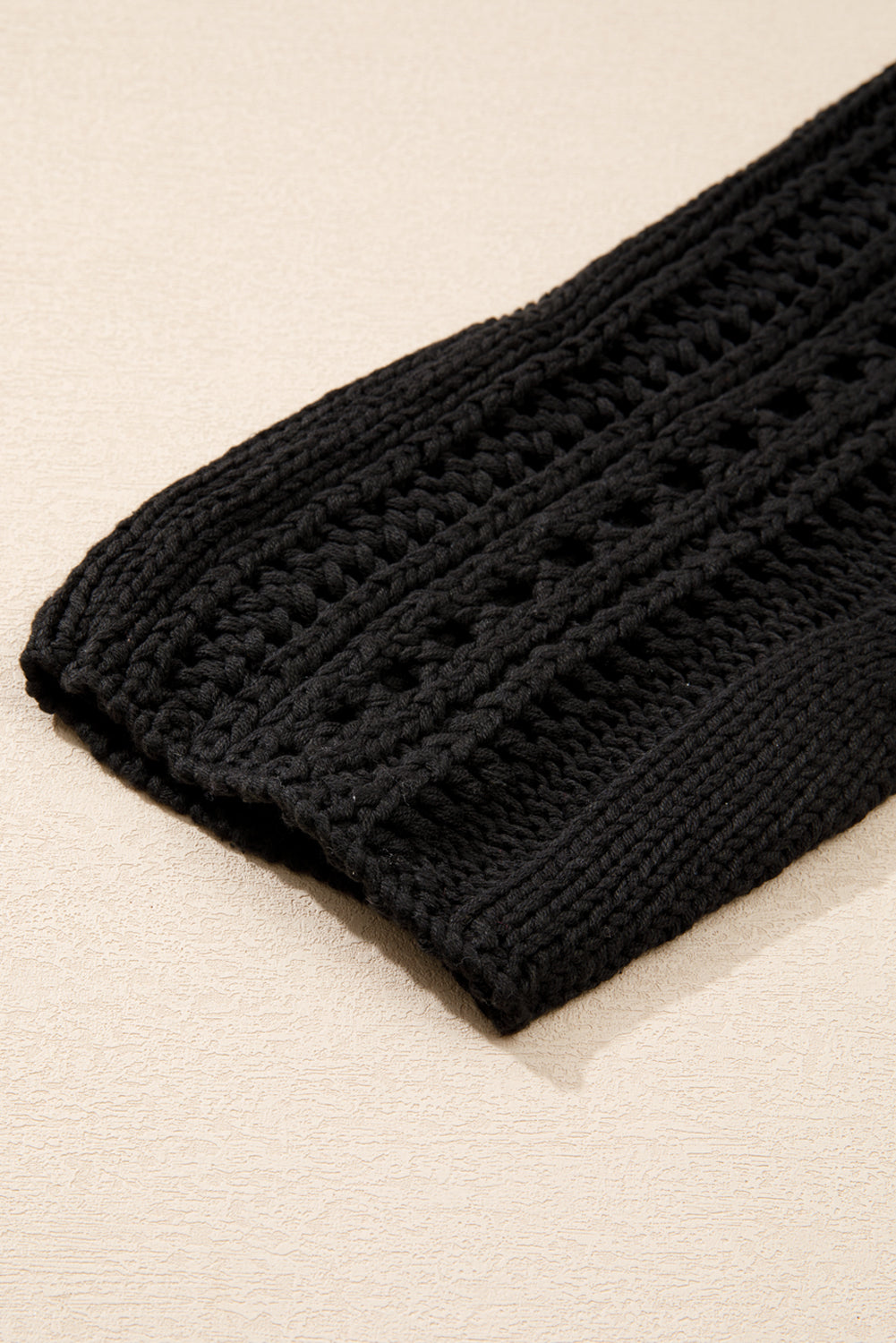 Black Hollow-out Cable Knit Cropped Sweater-Chaelisa's New Jammies