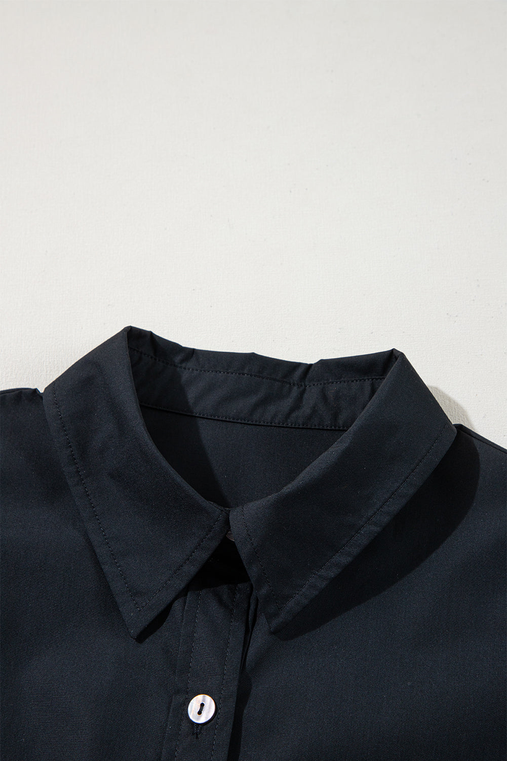 Black Button Up Tie Waist Puff Sleeve Mini Dress-Chaelisa's New Jammies
