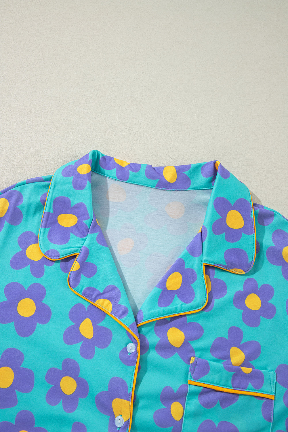 Green Flower Print Long Sleeve Shirt Shorts Pajamas Set-Chaelisa's New Jammies