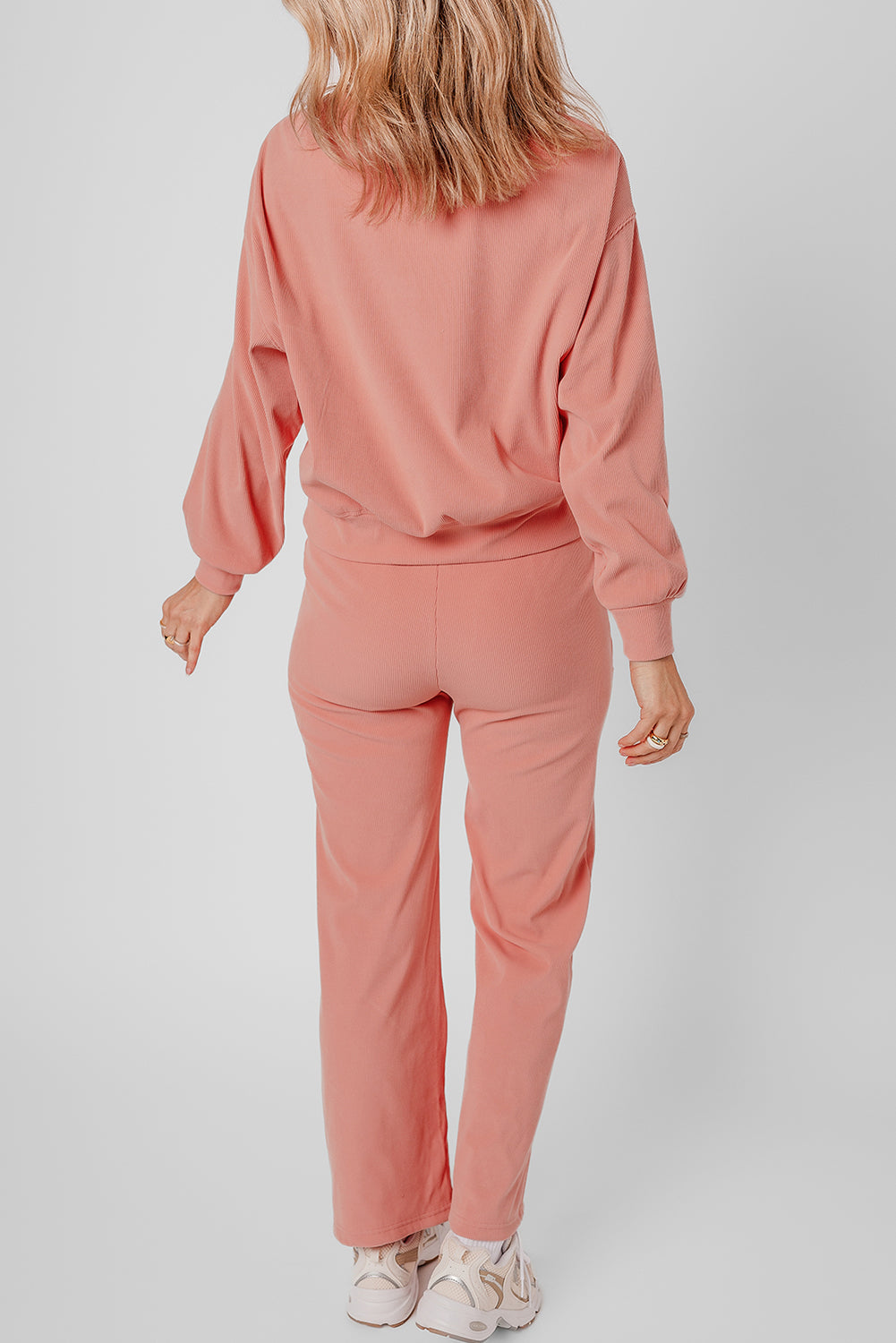 Blossom Ribbed Knit Drop Shoulder Pocketed Two Piece Lounge Set-Chaelisa's New Jammies