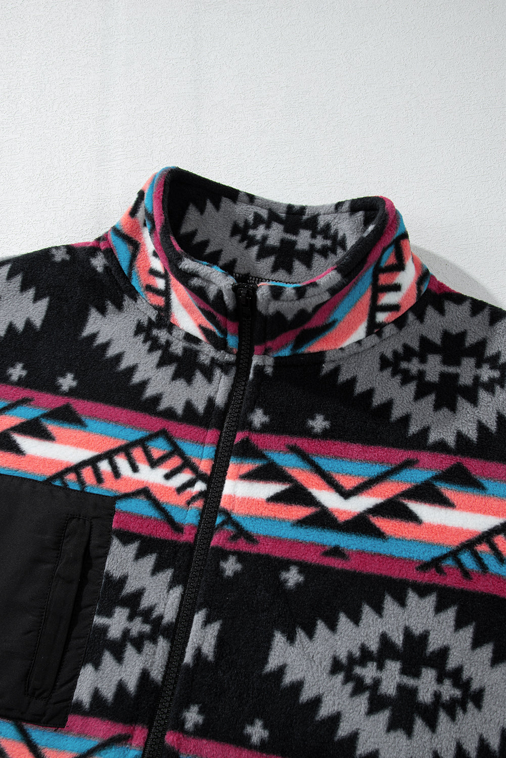Black Aztec Printed Zip Up Collar Jacket-Chaelisa's New Jammies