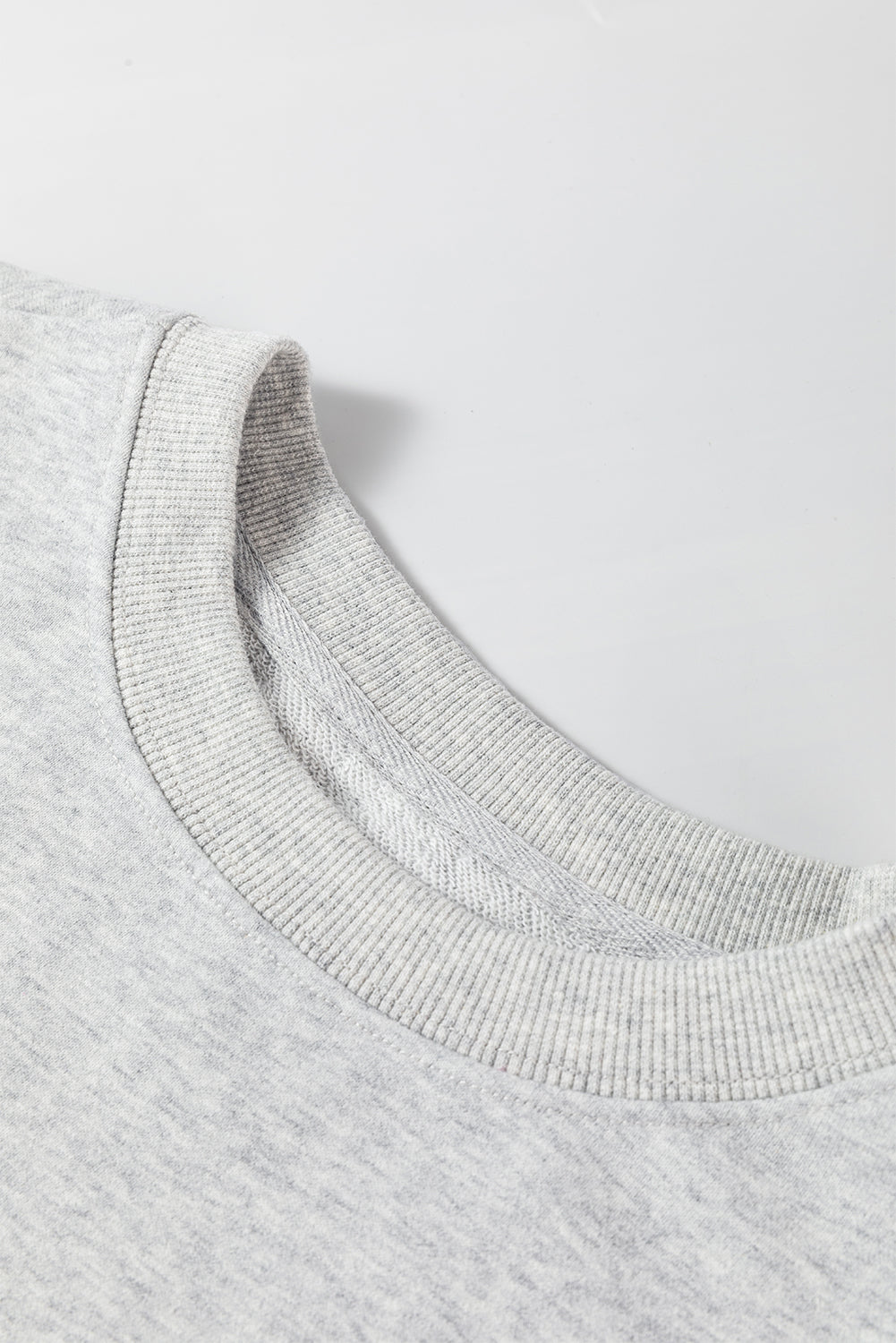 Light Grey Plain Drop Shoulder Crewneck Pullover Sweatshirt-Chaelisa's New Jammies