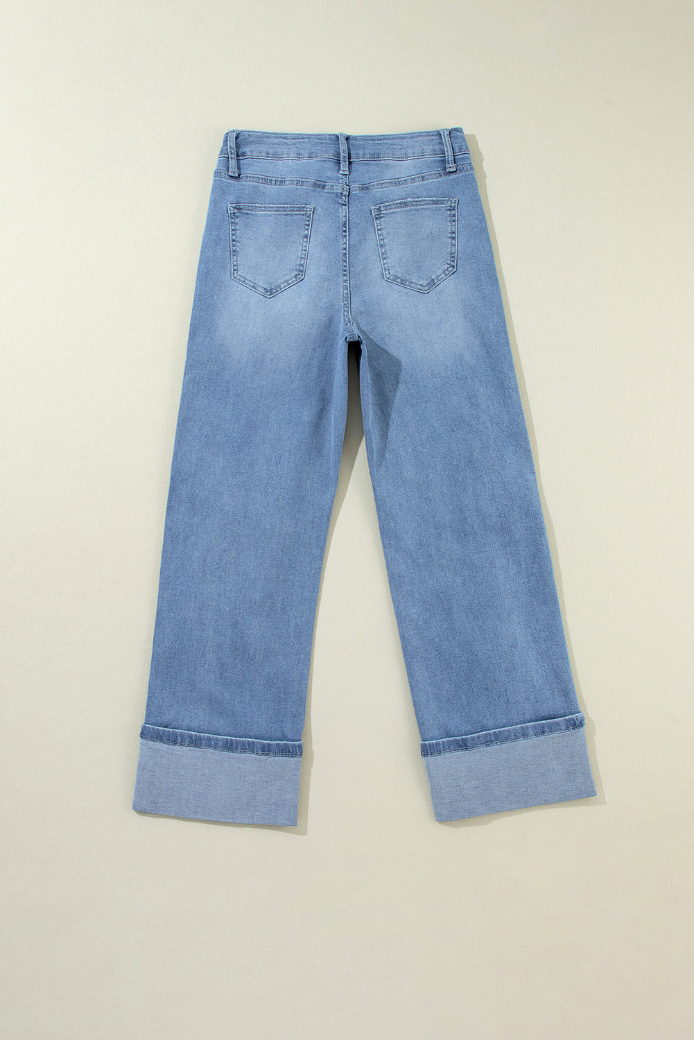 Dusk Blue High Rise Asymmetric Button Zip Fly Ripped Jeans-Chaelisa's New Jammies