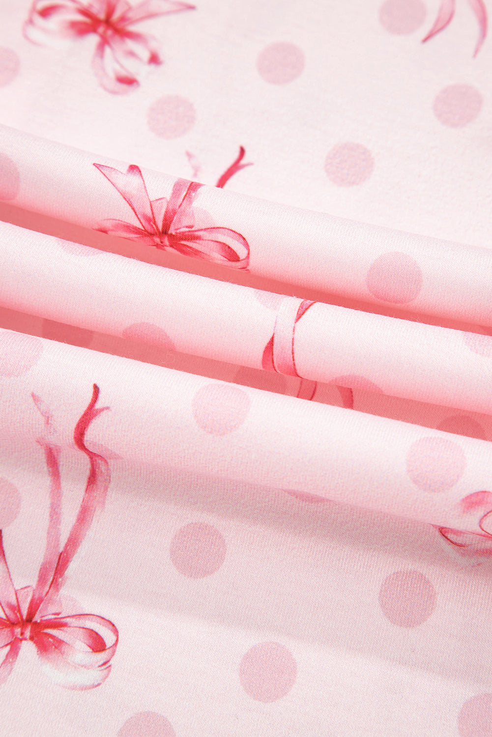 Pink Bow Print Contrast Pipping Short Pajamas Set-Chaelisa's New Jammies