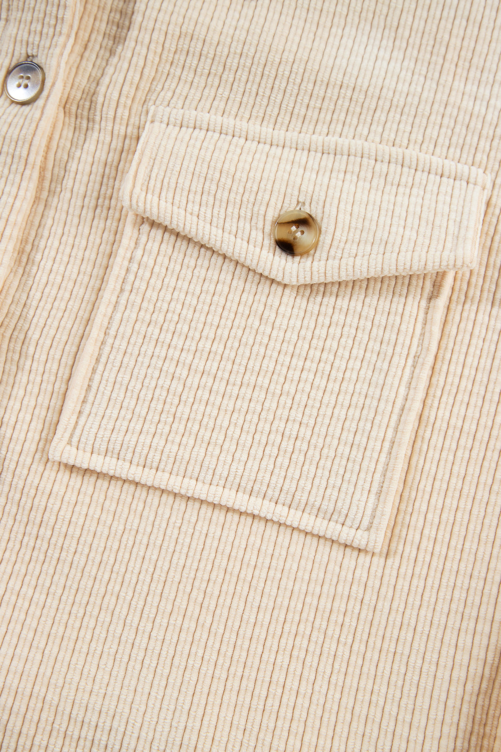 Oatmeal Corduroy Flap Pocket Button Up Shacket-Chaelisa's New Jammies