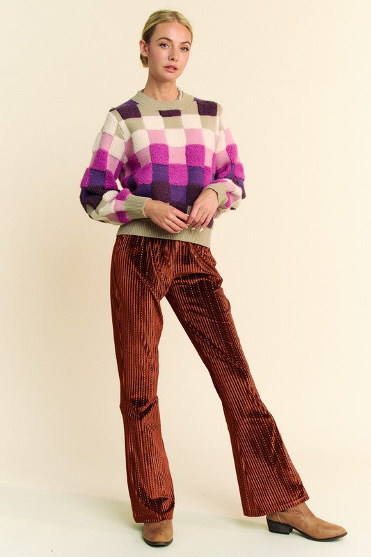 Davi & Dani Elastic Waist Knit Flare Pants-Chaelisa's New Jammies