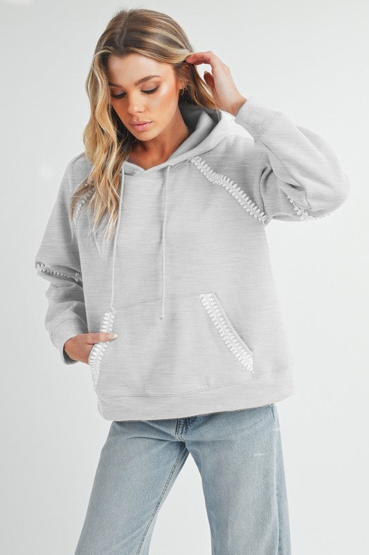 Aemi + Co Lace Detail Drawstring Hoodie with Kangaroo Pocket-Chaelisa's New Jammies