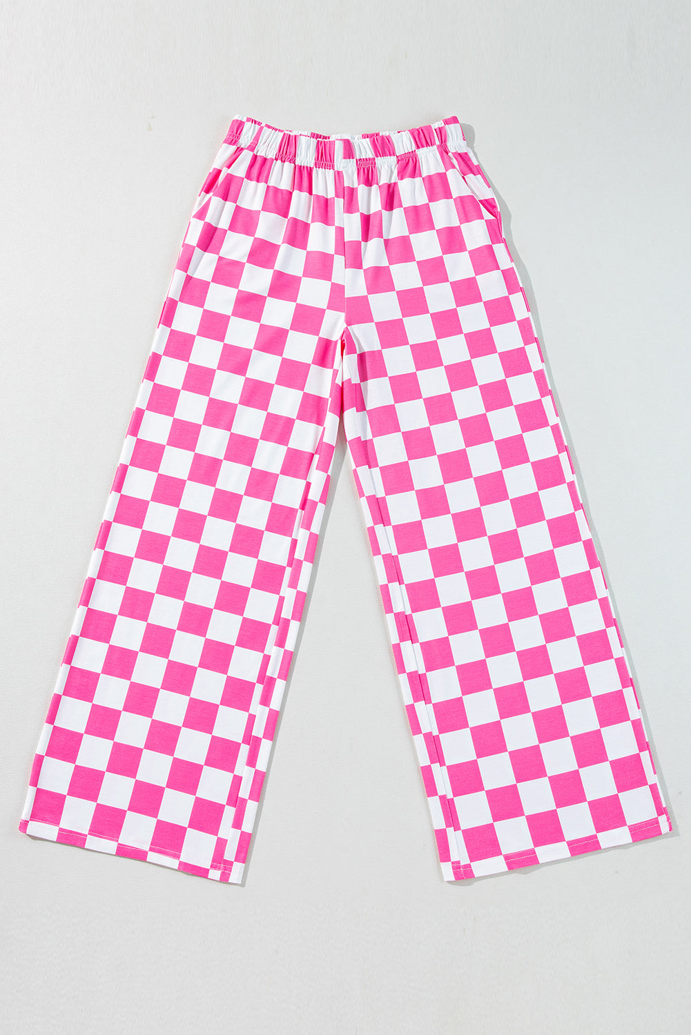 Bonbon 2-Tone Checked Print High Waist Wide Leg Pants-Chaelisa's New Jammies