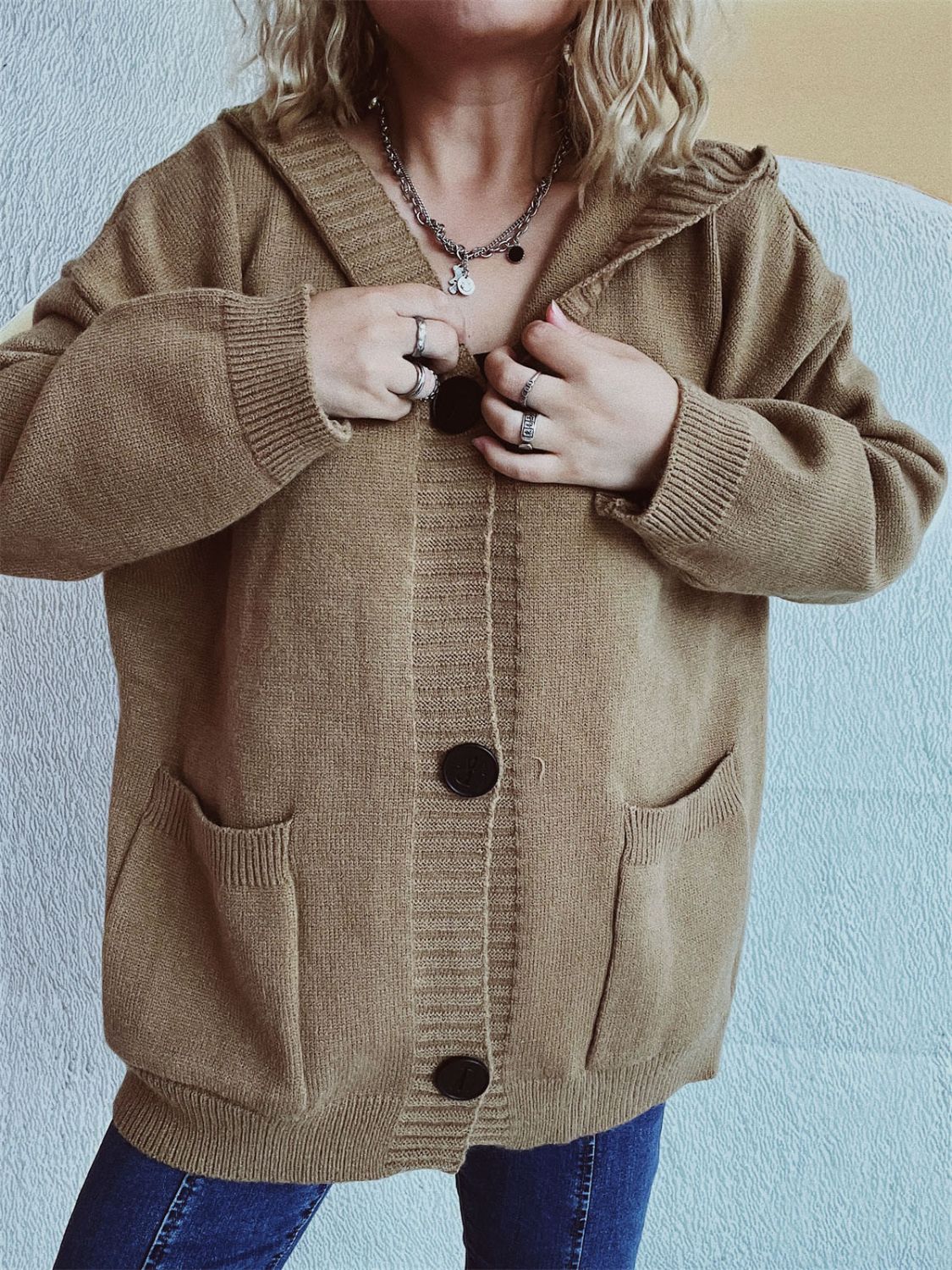 Dropped Shoulder Long Sleeve Hooded Cardigan-Chaelisa's New Jammies
