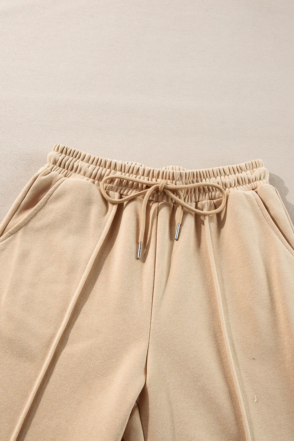 Apricot Solid Seamed Zipper Jacket and Drawstring Waist Pants Set-Chaelisa's New Jammies