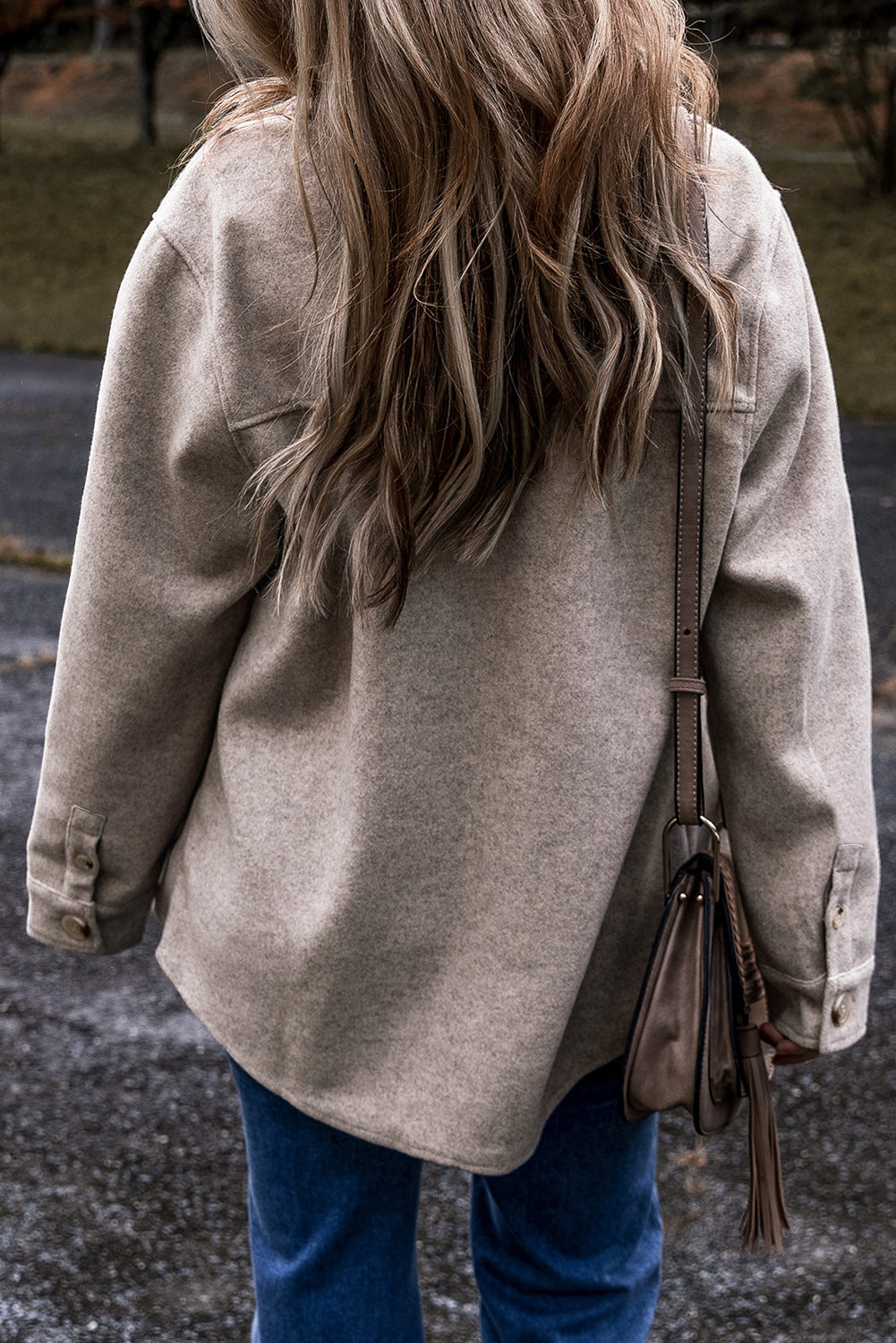 Light Grey Turn Down Collar Flap Pockets Buttoned Shacket-Chaelisa's New Jammies