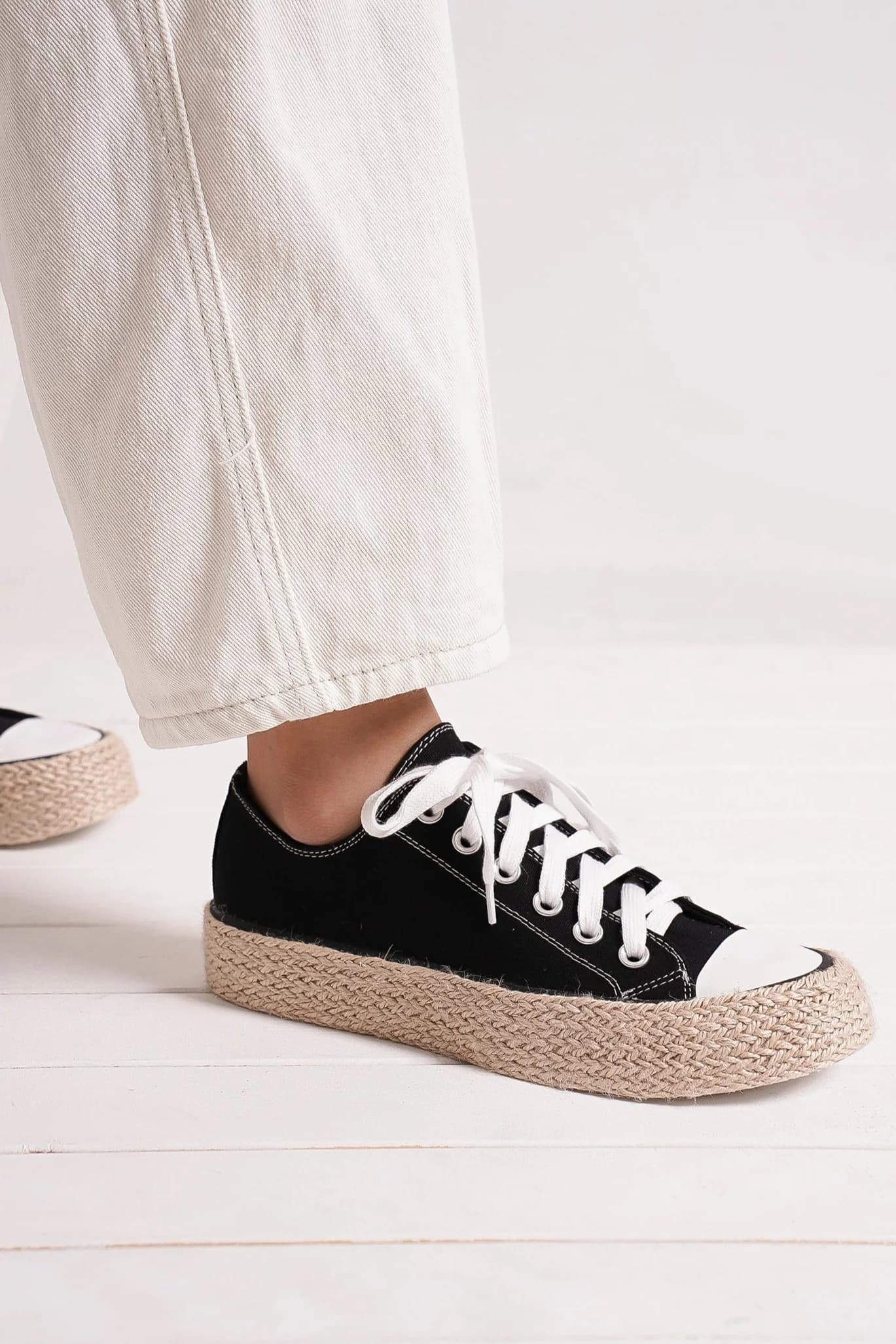 Beast Fashion Lace Up Woven Espadrille Sole Sneakers-Chaelisa's New Jammies