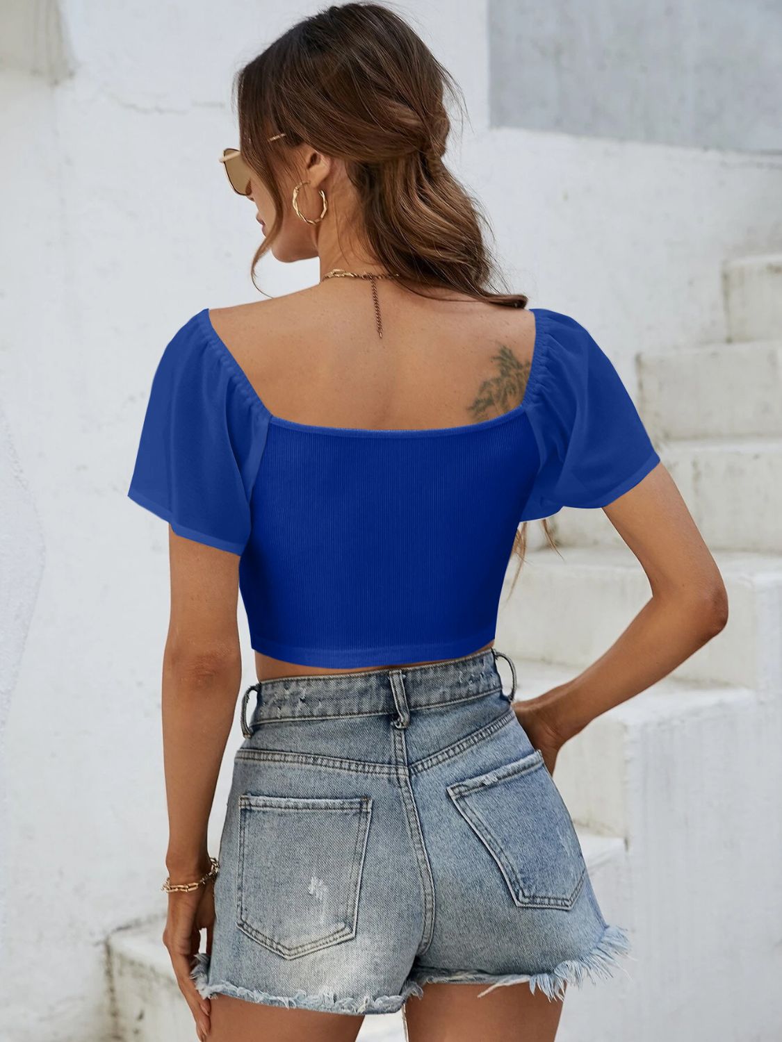 Drawstring Short Sleeve Crop Top-Chaelisa's New Jammies