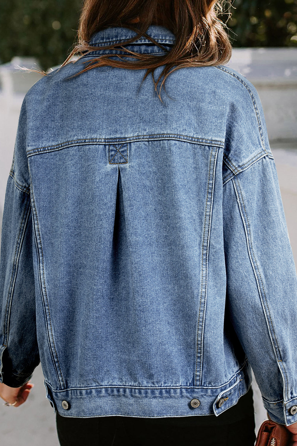 Light Blue Washed Oversize Pocketed Denim Jacket-Chaelisa's New Jammies