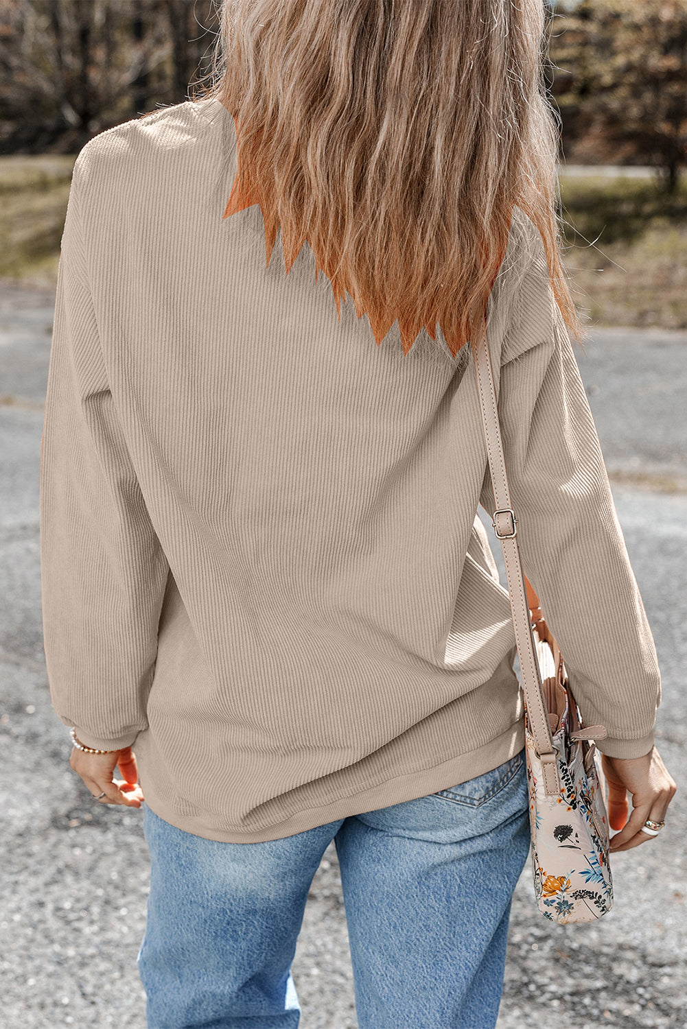 Smoke Gray Ribbed Corduroy Oversized Sweatshirt-Chaelisa's New Jammies