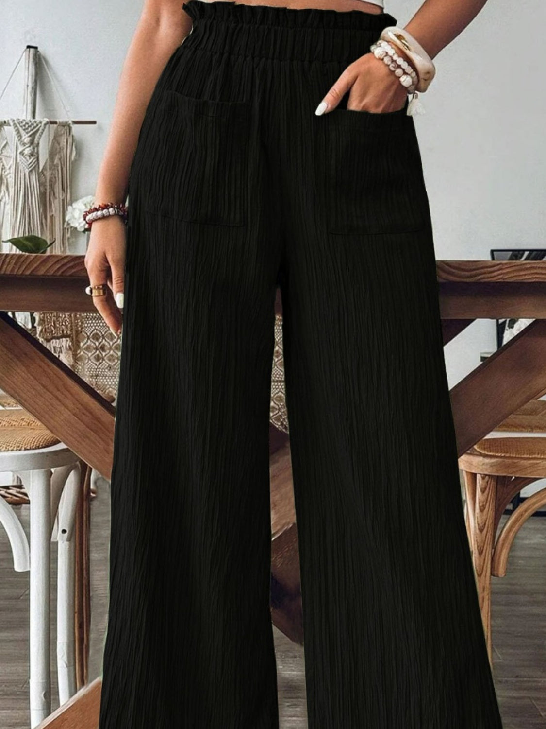 Frill Wide Leg Pants-Chaelisa's New Jammies