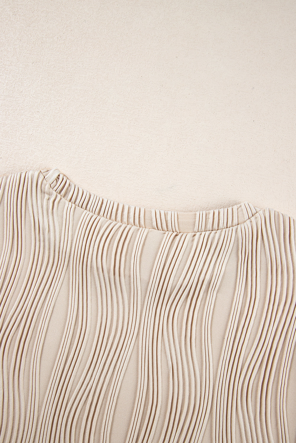 Apricot Textured Wavy Round Neck Long Sleeve Top-Chaelisa's New Jammies