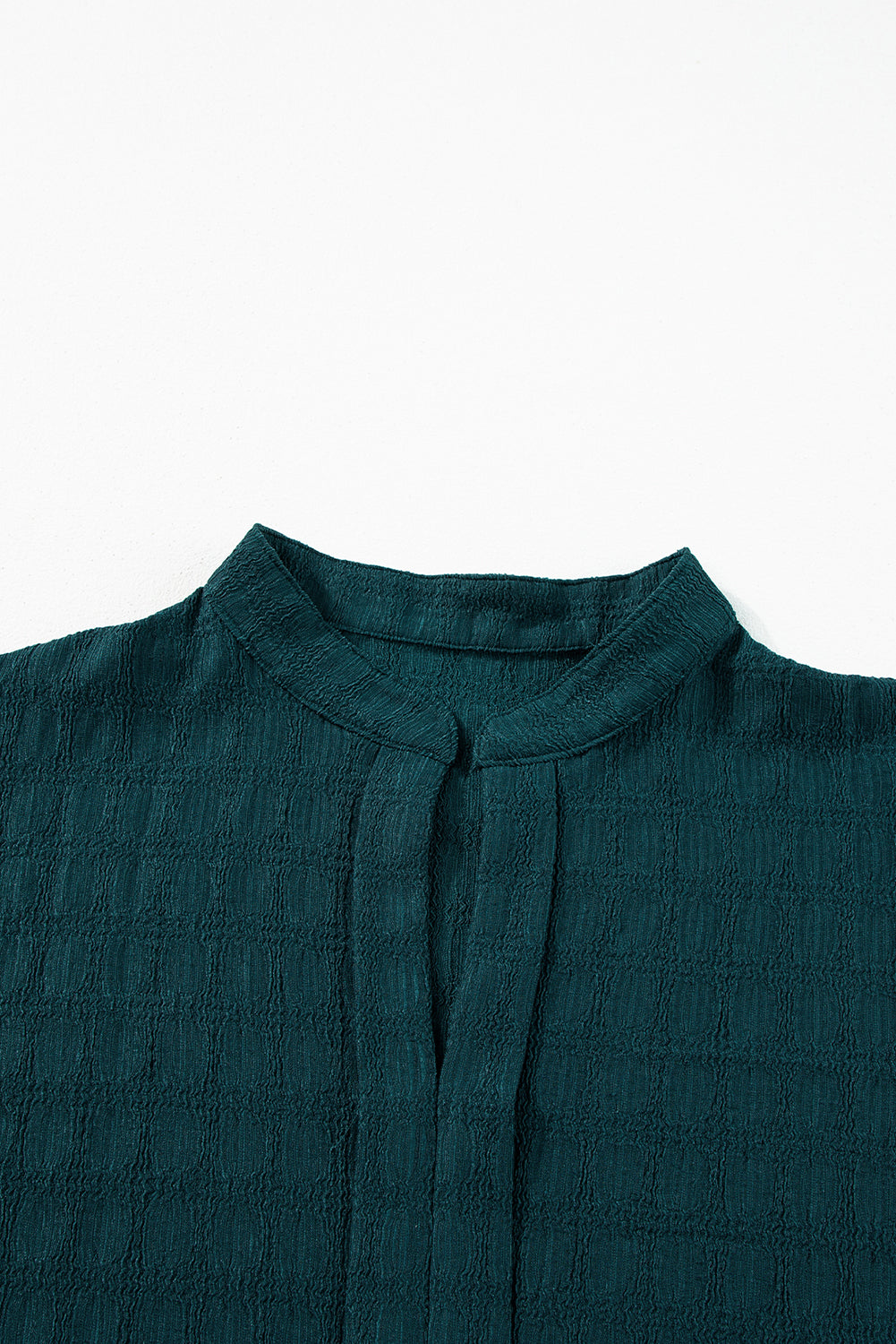 Sea Green Solid Textured Split Neck Short Sleeve Blouse-Chaelisa's New Jammies