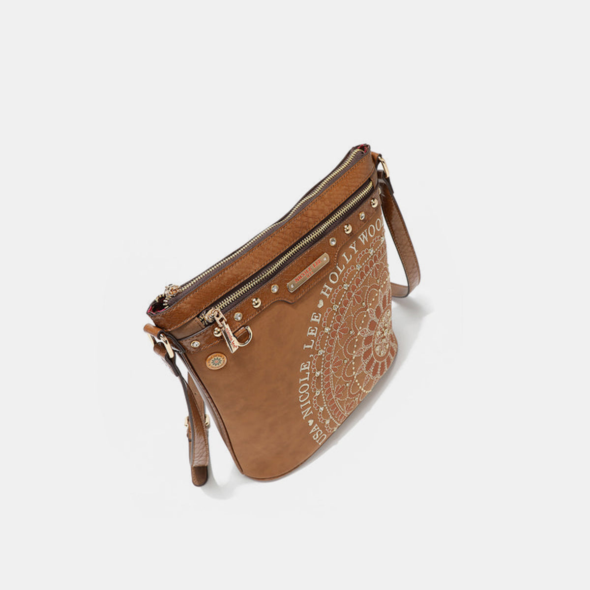 Nicole Lee USA Metallic Stitching Embroidery Inlaid Rhinestone Crossbody Bag-Chaelisa's New Jammies